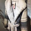 Wool square pattern coat with eco fur lining - Image 6