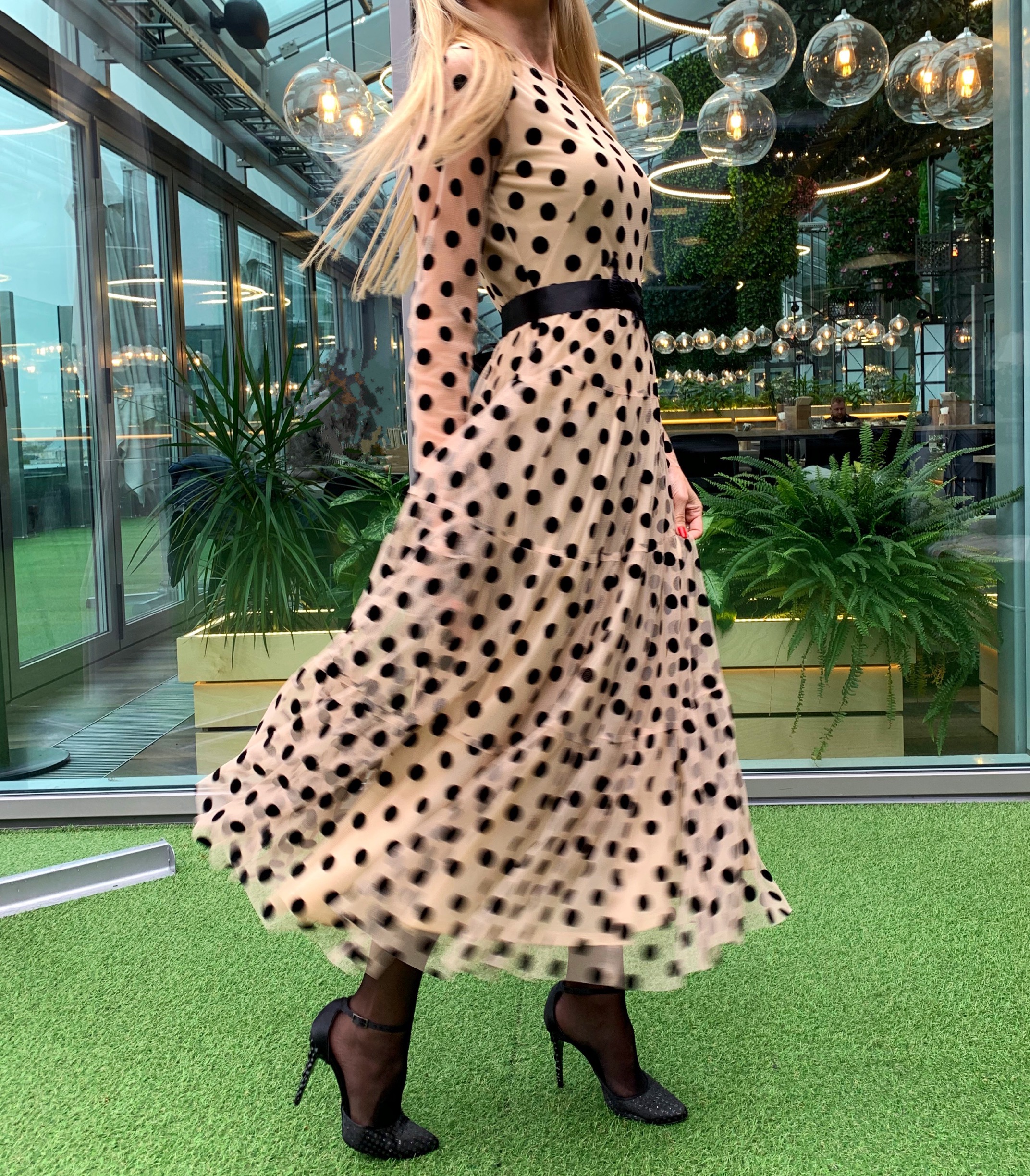 Velvet polka dot dress