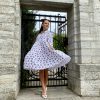 White with flowers volan dress