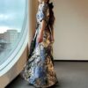 Blue gold marble long dress - Image 5