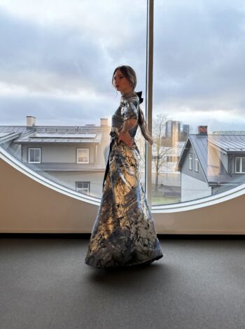 Blue gold marble long dress - Image 4