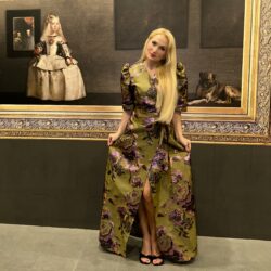 Pistachio plum floral long dress