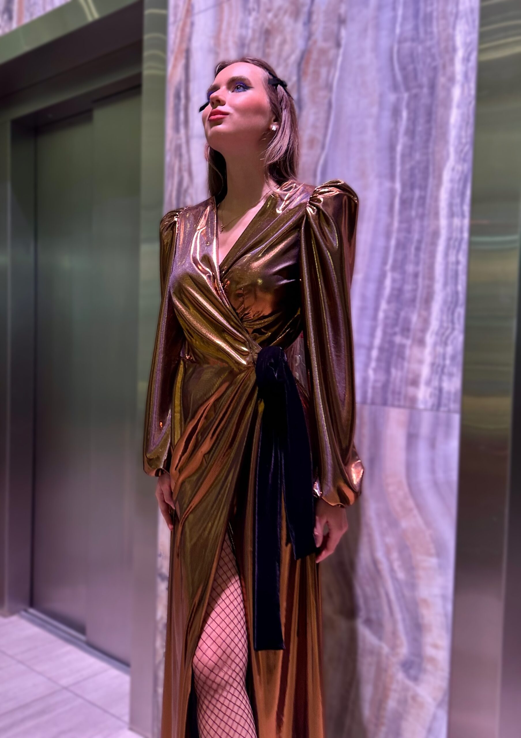 Stunning liquid gold long dress