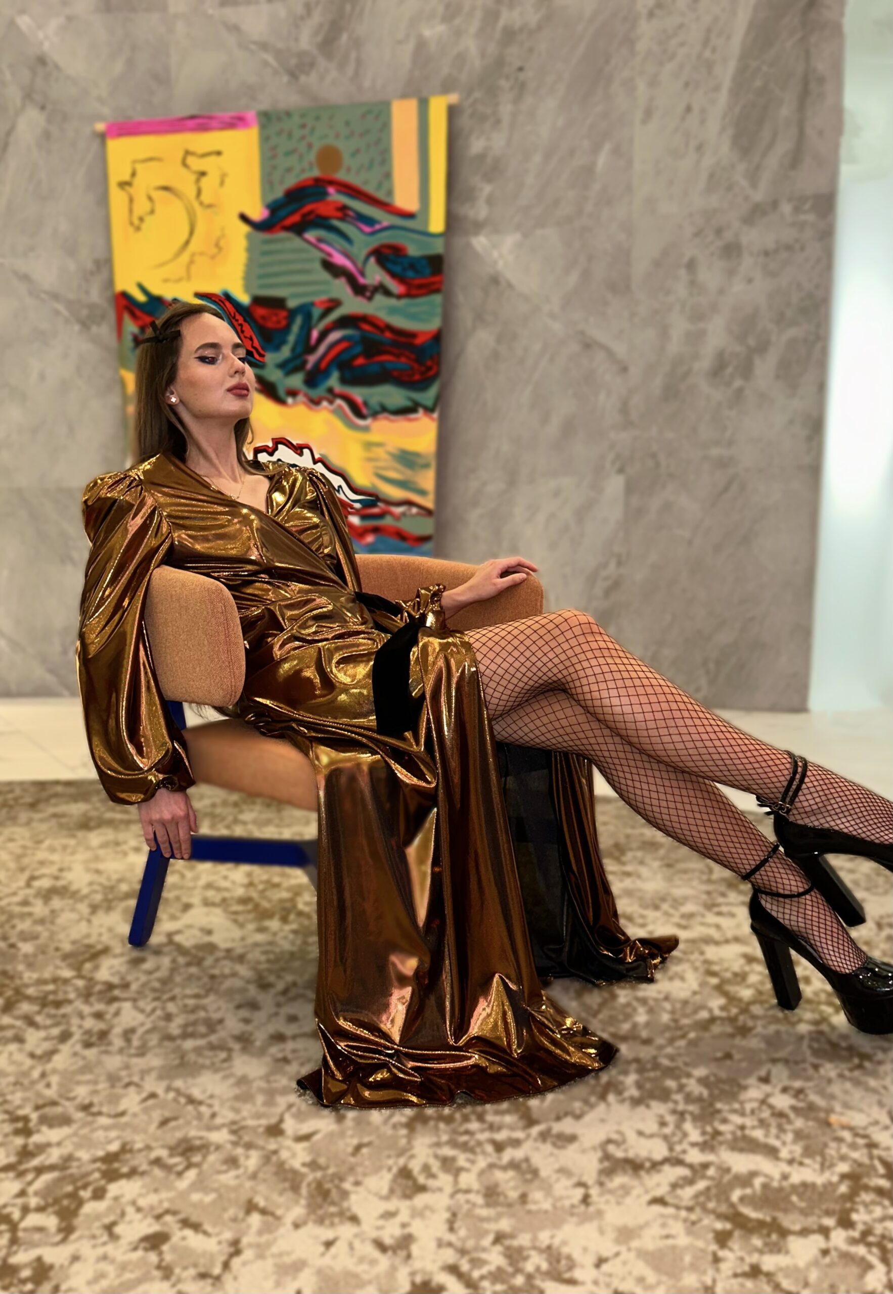 Stunning liquid gold long dress - Image 2
