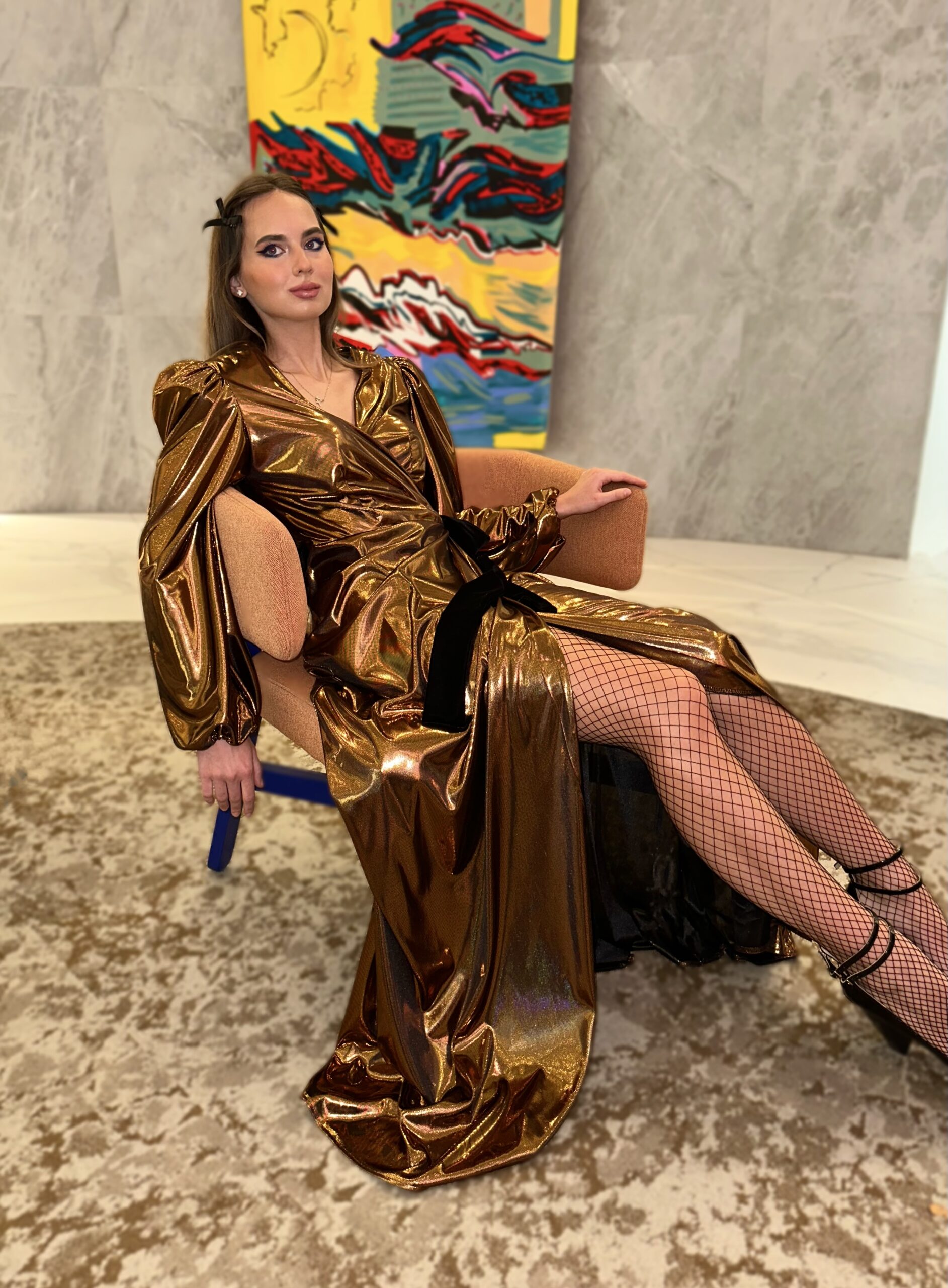 Stunning liquid gold long dress - Image 3