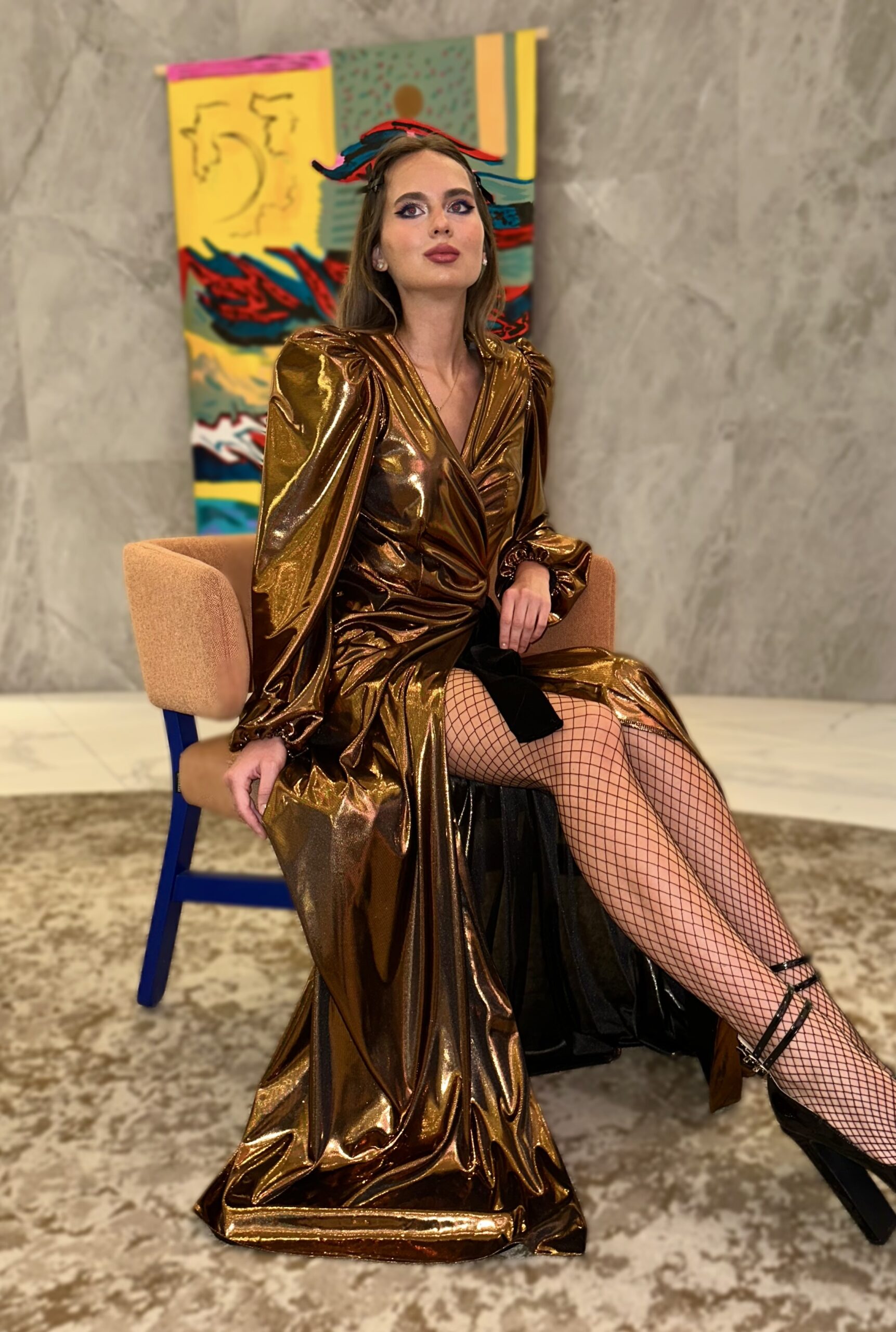 Stunning liquid gold long dress - Image 4