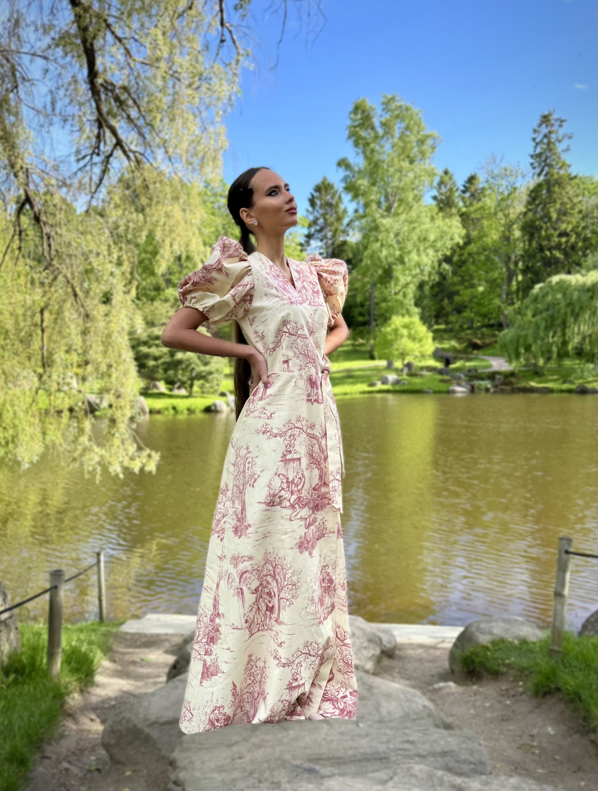 “Toile de Jouy” Cotton French Style long dress - Image 2